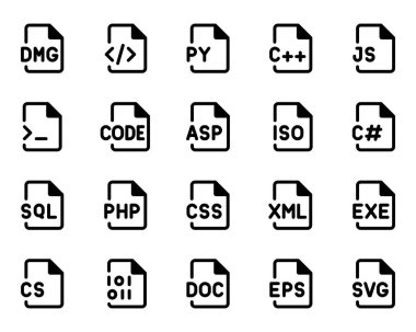 Glyph icons set for Programming files clipart