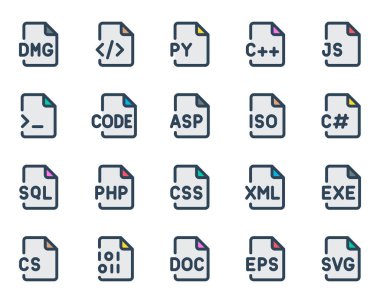 Programlama dosyaları için doldurulmuş özet simgeleri