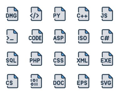 Programlama dosyaları için mavi özet simgeleri ayarlandı