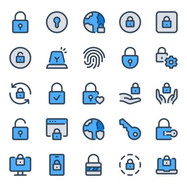 Güvenlik için mavi taslak simgeleri ayarlandı.