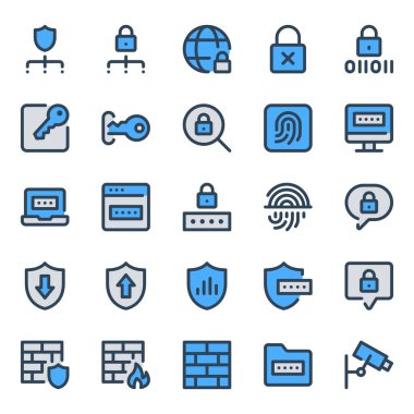 Güvenlik için mavi taslak simgeleri ayarlandı.