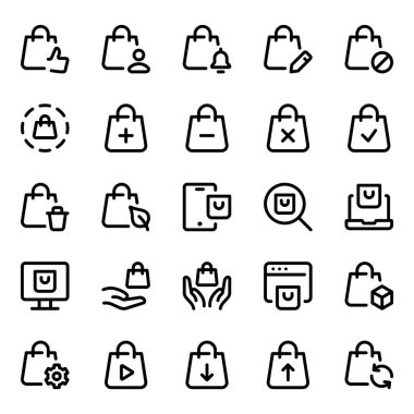 Alışveriş torbası için özet simgeleri ayarlandı.