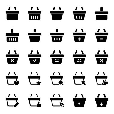 Alışveriş sepeti için simge simgeleri ayarlandı.