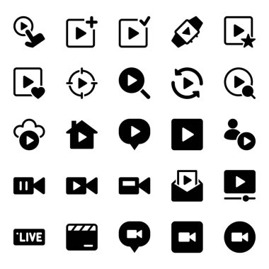 Video, oyuncu, multimedya için Glyph simgeleri ayarlandı.