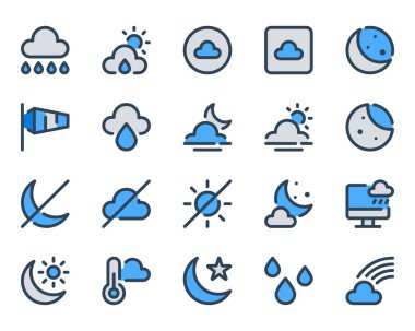 Hava Durumu için mavi dış hat simgeleri ayarlandı.