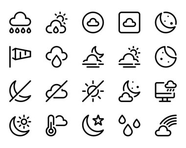 Outline icons set for Weather. clipart