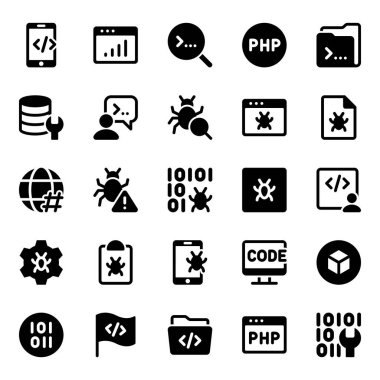 Web geliştirme ve programlama için simge simgeleri ayarlandı.