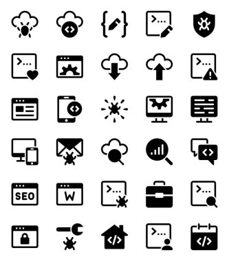 Web geliştirme ve programlama için simge simgeleri ayarlandı.