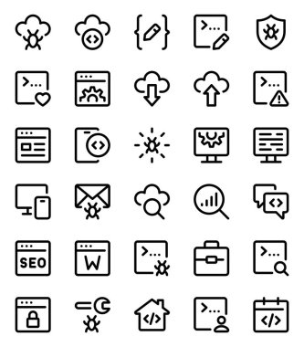 Web geliştirme ve programlama için özet simgeleri ayarlandı.