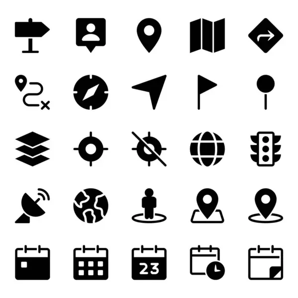 Zaman ve konum için simge simgeleri ayarlandı.