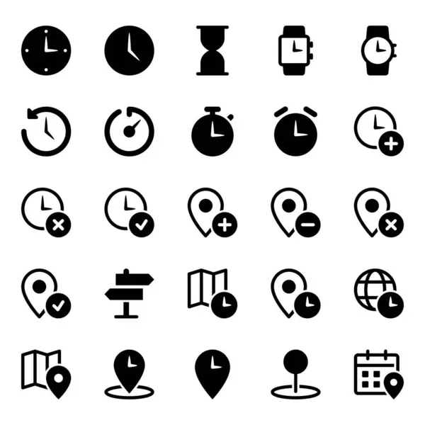 Zaman ve konum için simge simgeleri ayarlandı.