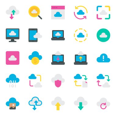 Bulut hesaplaması için düz renk simgeleri ayarlandı.