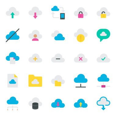 Bulut hesaplaması için düz renk simgeleri ayarlandı.