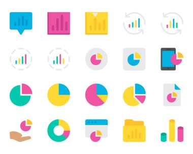 Diyagramlar ve Raporlar için düz renk simgeleri ayarlandı.