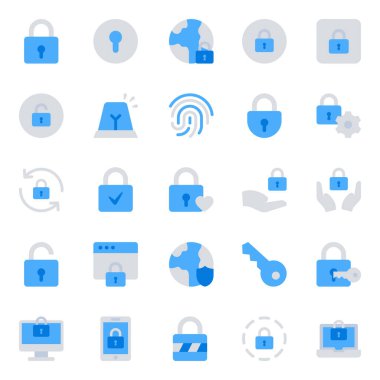 Güvenlik için mavi renk simgeleri ayarlandı.