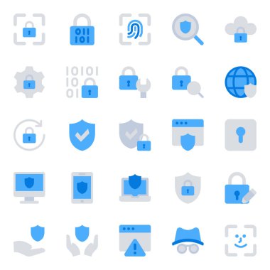 Güvenlik için mavi renk simgeleri ayarlandı.