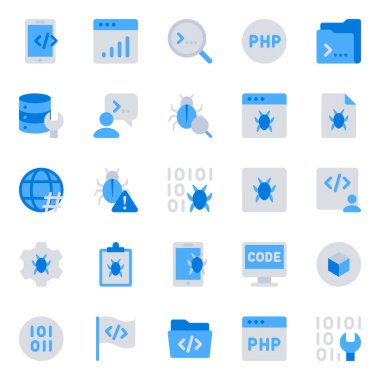 Web geliştirme ve programlama için mavi renk simgeleri belirlendi.
