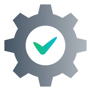 Gradyan renk simgesi, SEO için illüstrasyon, ayar, dişli, kontrol işareti.