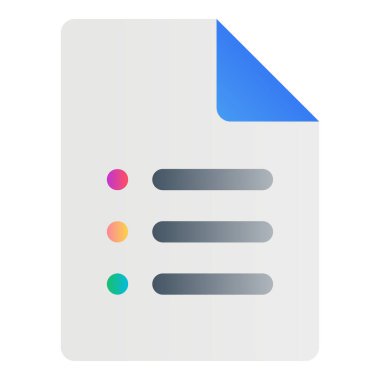 Gradyan renk simgesi, Dosya, belge, kontrol listesi illüstrasyonu.