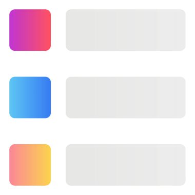 Gradyan renk simgesi, Görev, liste, menü.