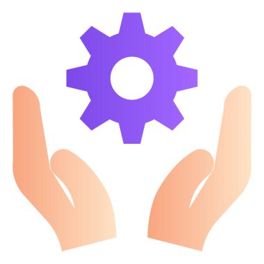 Gradyan renk simgesi, El için illüstrasyon, dişli, ayar.