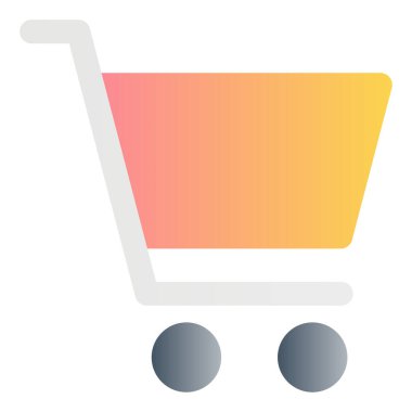 Gradyan renk simgesi, Alışveriş için illüstrasyon, el arabası, al.