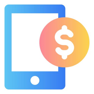 Gradyan renk simgesi, Çevrimiçi ödeme için illüstrasyon, çevrimiçi bankacılık, cep telefonu.