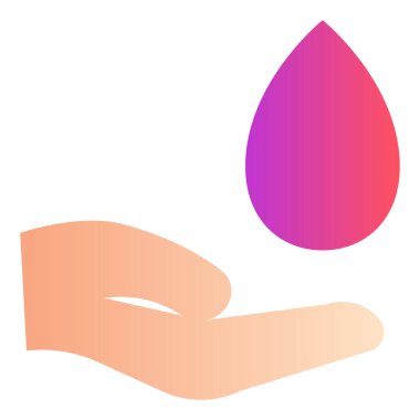 Gradyan renk simgesi, El için illüstrasyon, kan, damla.