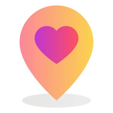 Gradyan renk simgesi, konum illüstrasyonu, iğne, sevgililer günü.