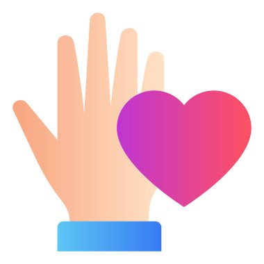 Gradyan renk simgesi, El için illüstrasyon, aşk, sevgililer günü.