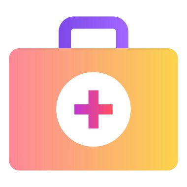 Gradyan renk simgesi, Tıbbi işaret için illüstrasyon, ilk yardım çantası, çanta.