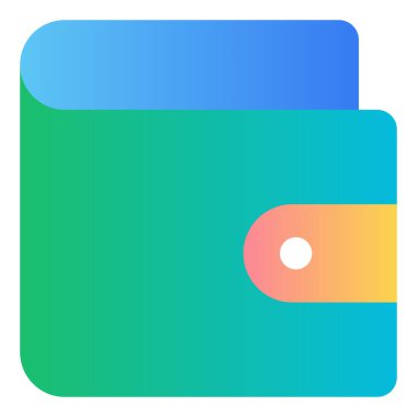 Gradyan renk simgesi, Cüzdan için illüstrasyon, para, kaydetme.