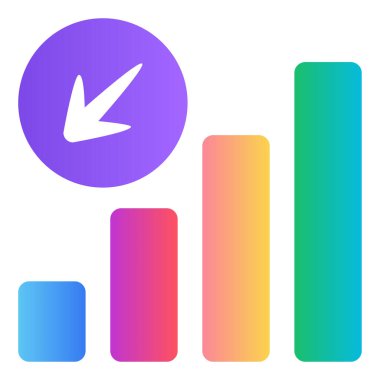 Grafikler, grafikler, grafikler, satışlar, azalma için grafiksel simge.