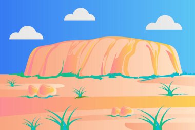 Çöl dağ manzarası gradyan renk çizimi