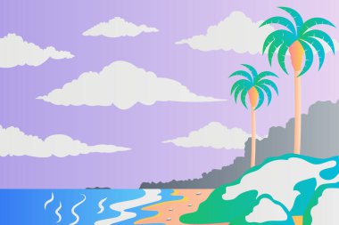 Plaj manzarası gradyan renk çizimi