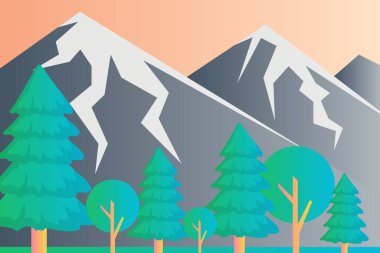 Dağ manzarası gradyan renk çizimi