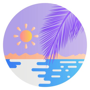 Plaj manzarası gradyan renk çizimi