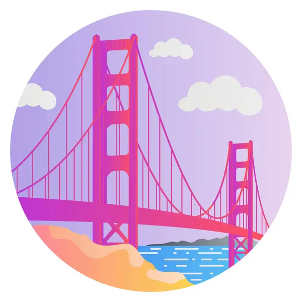 Golden Gate Köprüsü Amerika manzara gradyan renk çizimi