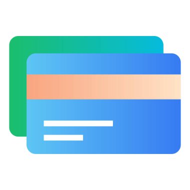 Gradyan renk simgesi, ATM kartı, kredi kartı, banka kartı illüstrasyonu.