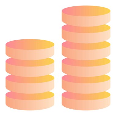 Gradyan renk simgesi, Para, stok, madeni paralar için illüstrasyon.