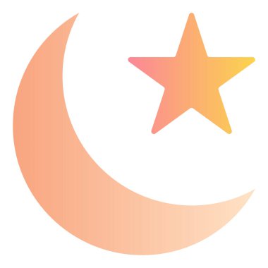 Renk simgesi, Ay ve yıldız için illüstrasyon, gece gökyüzü.