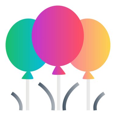 Gradyan renk simgesi, Noel için illüstrasyon, balonlar, kutlamalar.