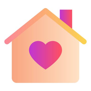 Gradyan renk simgesi, Ev, ev, bina, sevgililer günü için illüstrasyon.