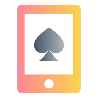 Gradyan renk simgesi, akıllı telefon için illüstrasyon, mobil oyun, kumarhane, maça.