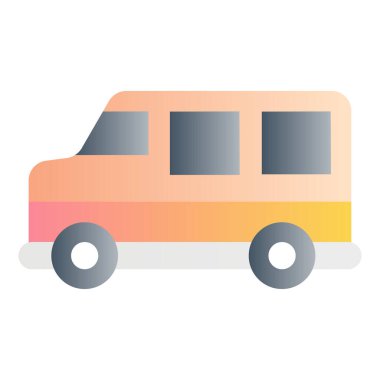 Gradyan renk simgesi, Minivan için illüstrasyon, ulaşım, okul aracı.