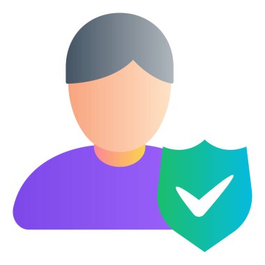 Gradyan renk simgesi, Kullanıcı hesabı, koruma, güvenlik için illüstrasyon.