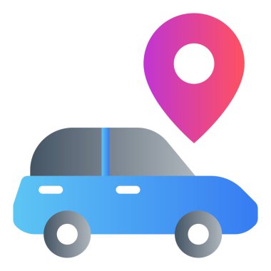 Gradyan renk simgesi, otomobil arabası için illüstrasyon, konum broşu.