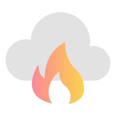 Gradyan renk simgesi, Bulut hesaplama, bulut, ateş alevi, yanma.