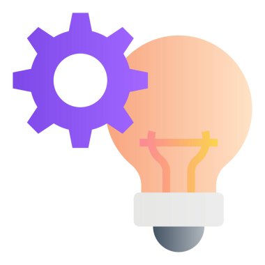 Gradyan renk simgesi, SEO için illüstrasyon, ampul, elektrik, çark.