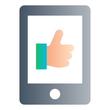 Gradyan renk simgesi, Mobile için illüstrasyon, akıllı telefon, başparmak yukarı, oy.